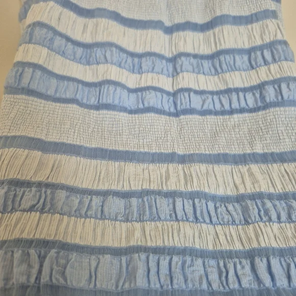Pink Lily Women’s Blue Striped Tie Strap Ruffle Hem Top – Size M - Picture 2 of 5